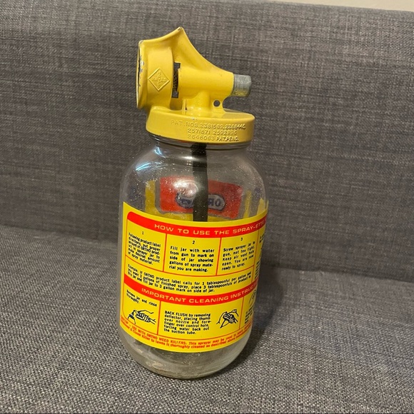 Vintage Ortho Spray-Ette 4 Glass Jar & Yellow Metal Sprayer Nozzle Hayes - Picture 3 of 6